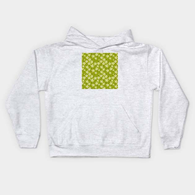 Green Floral Pattern Kids Hoodie by FloralPatterns